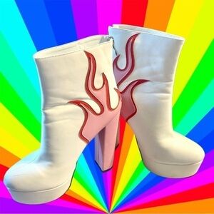 Women 70s Disco Platform Boots Vegan Leather Ankle Boots Sz EU40 (9.5) 🔥EUC🔥​